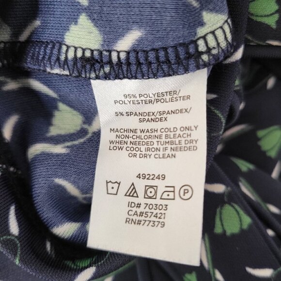 Ann Taylor Wrap Belted Top Navy/Green Women Size MP - Picture 8 of 8